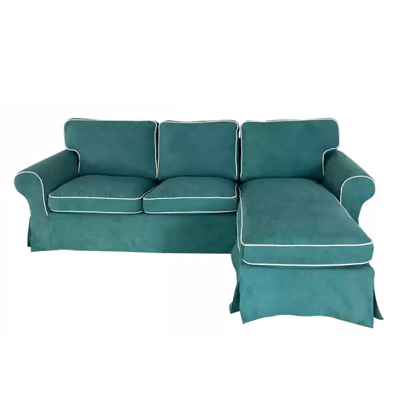Housse canapé d'angle IKEA EKTORP méridienne - Velours strié renforcé turquoise