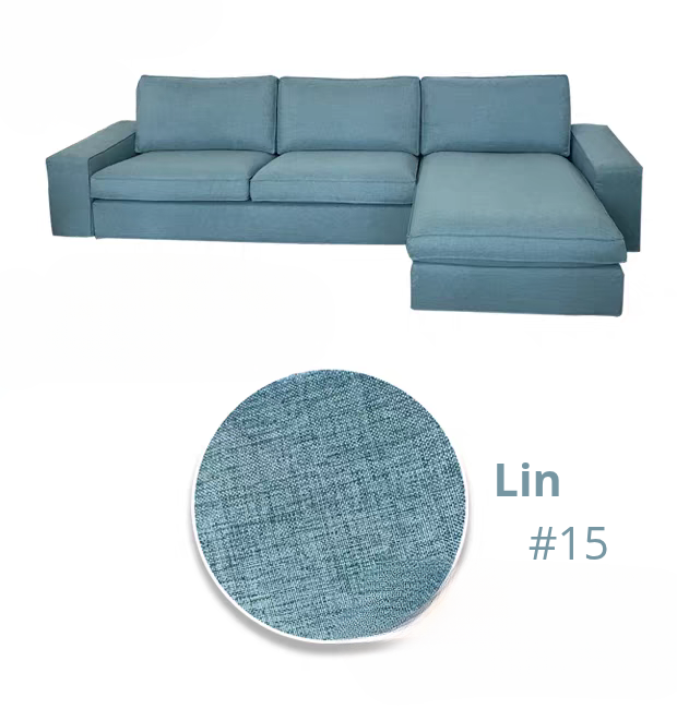 Housse canapé d'angle méridienne IKEA KIVIK lin bleue
