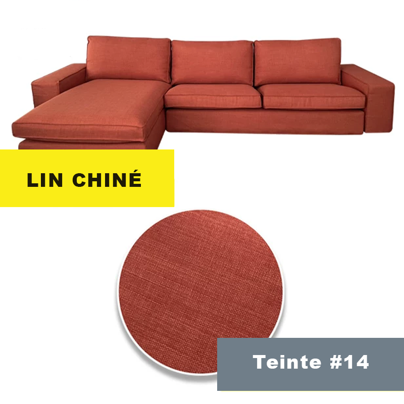 Housse canapé d'angle méridienne IKEA KIVIK lin chiné orange