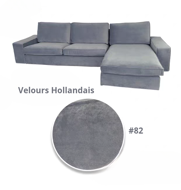 Housse canapé d'angle méridienne IKEA KIVIK velours bleue ardoise