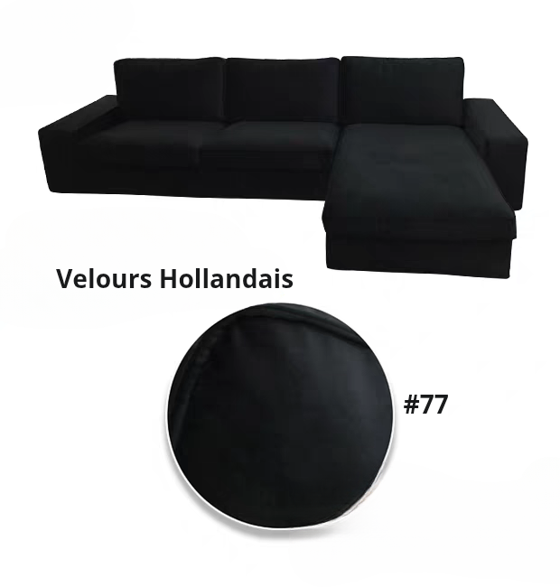 Housse canapé d'angle méridienne IKEA KIVIK velours noir