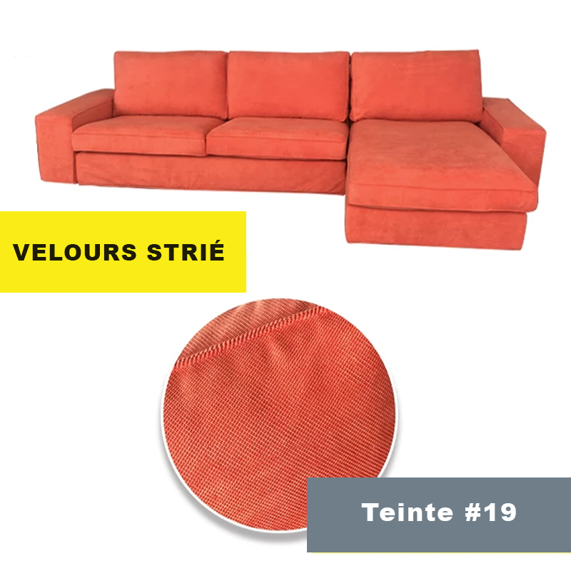 Housse canapé d'angle méridienne IKEA KIVIK velours strié orange