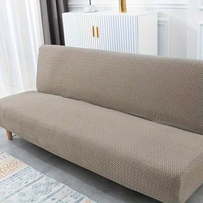 Housse pour canapé-lit, clic-clac, canapé sans accoudoirs taupe