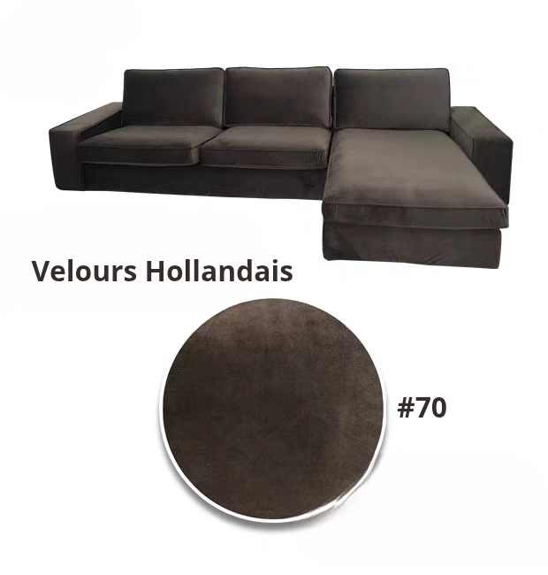 Housse pour canapé d'angle méridienne IKEA KIVIK velours marron