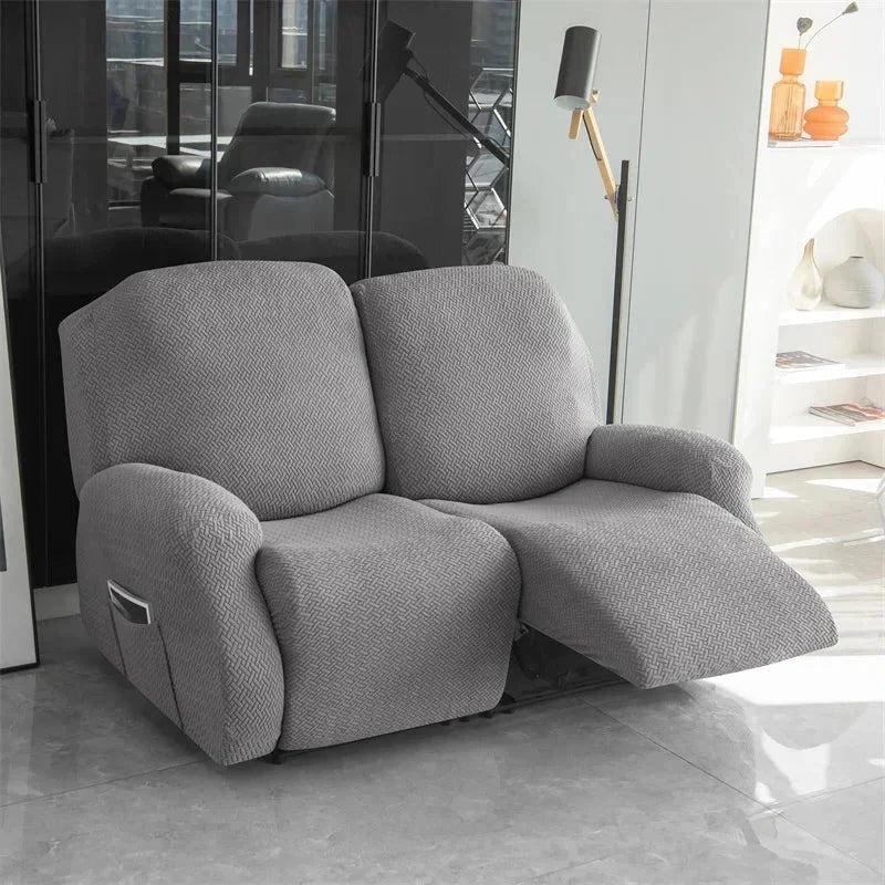 Housse canapé relax 2 places gris moyen velours damassé