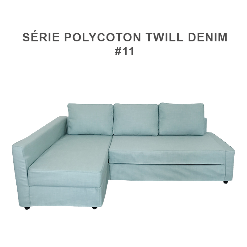 Copridivano elasticizzato per divano angolare convertibile IKEA FRIHETEN in twill di policotone effetto denim