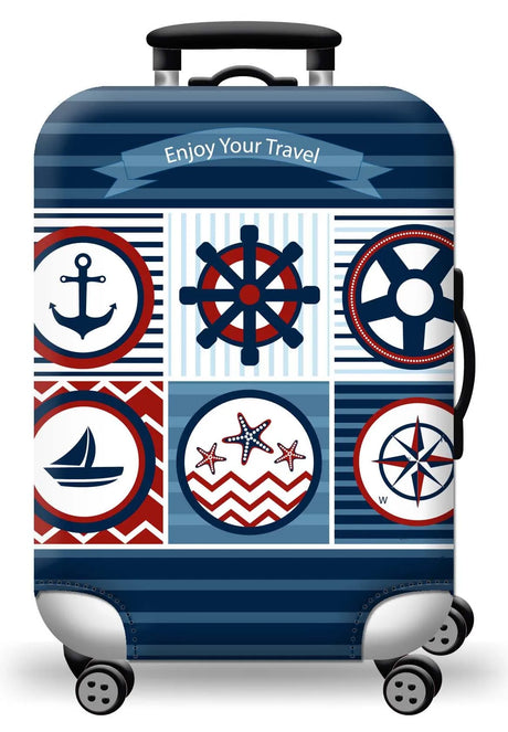 Housse de protection pour valise à roulette cabine ou XL motif marine