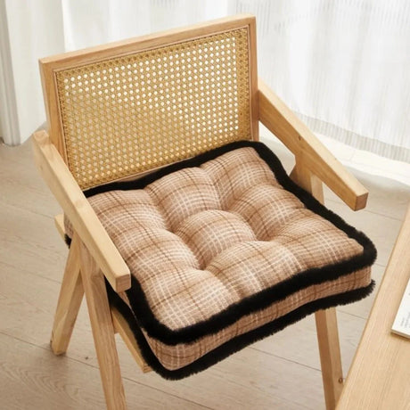 Galette de chaise carré rembourrée matelassée épaisse marron