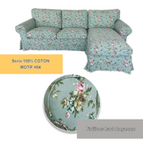 Housse canapé d'angle IKEA EKTORP 2 places + méridienne - motifs imprimés