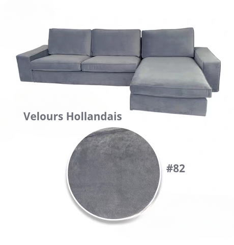 Housse canapé d'angle  méridienne  IKEA KIVIK velours bleue ardoise