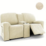 Housse canapé relax 2 places tablette centrale beige