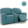 Housse canapé relax 2 places tablette centrale bleue
