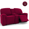 Housse canapé relax 2 places tablette centrale bordeaux