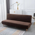 Housse de canapé lit, clic-clac, canapé sans accoudoir pur velours marron