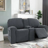Housse de canapé relax 2 places avec tablette centrale gris foncé