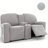 Housse de canapé relax 2 places avec tablette centrale argent