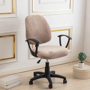 Housse pour petite chaise de bureau extensible en velours - 2 pièces dossier et assise