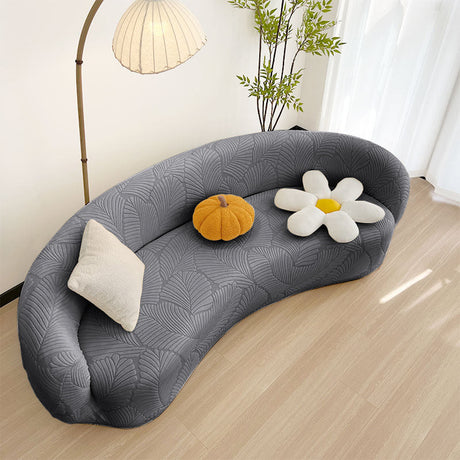 Housse pour canapé incurvé arrondi contemporain extensible gris