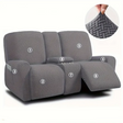 Housse canapé relax 2 places console centrale velours damassé