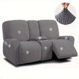 Housse canapé relax 2 places console centrale velours damassé