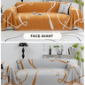  jété de canapé grande taille double face blanc orange