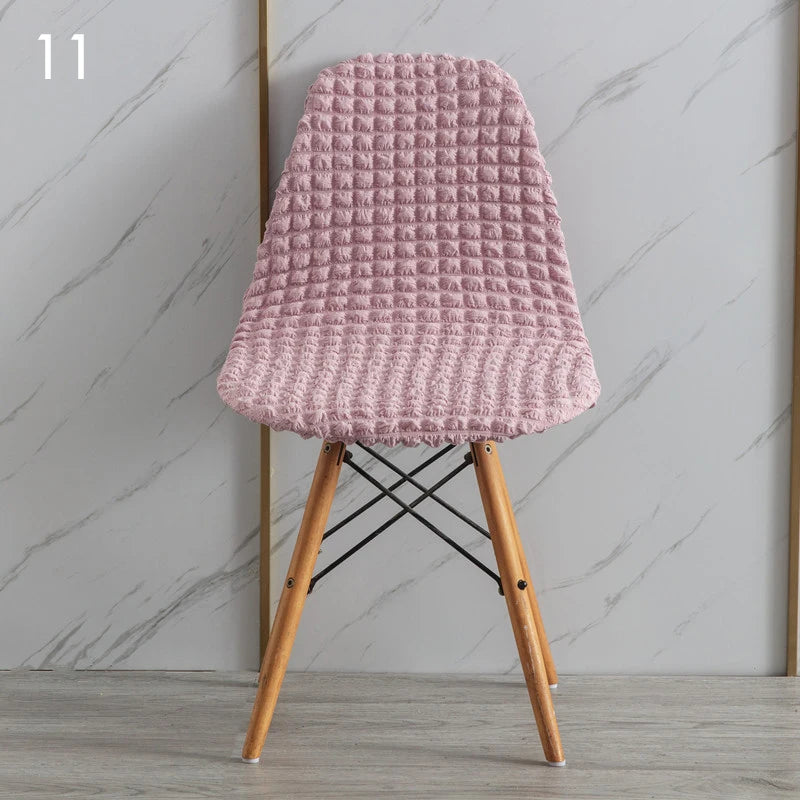 Housse de chaise scandinave gaufrée rose