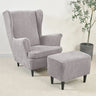 Housses fauteuil STRANDMON + pouf repose-pieds argent