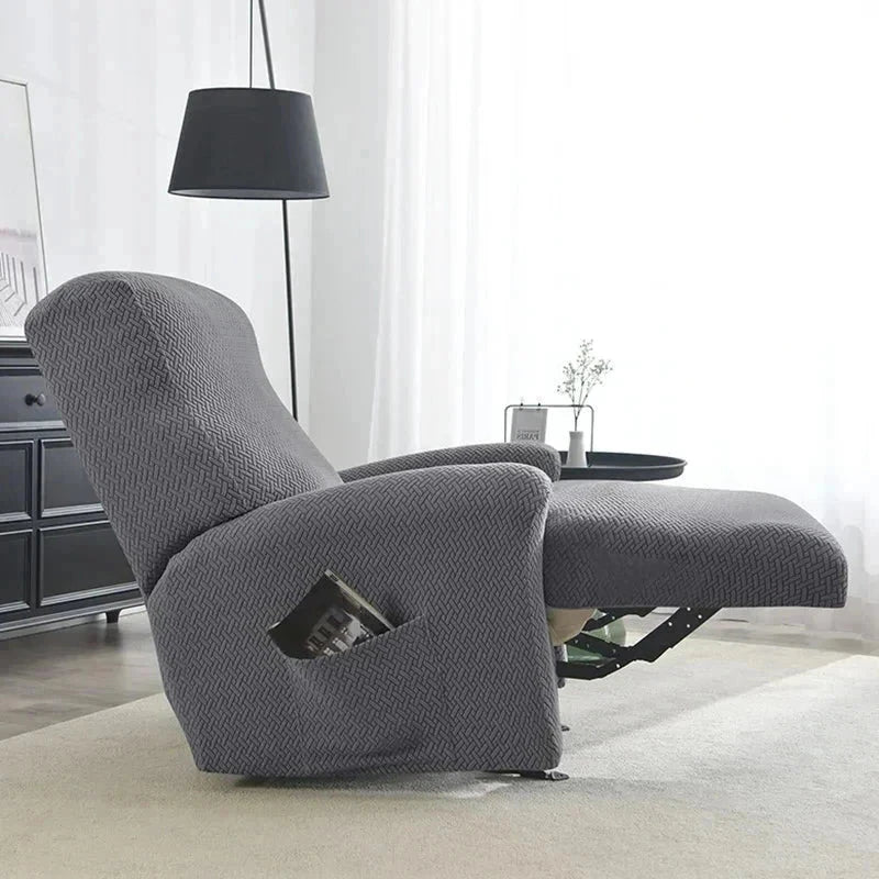 Housse fauteuil relax gris velours damassé  Casaharmony