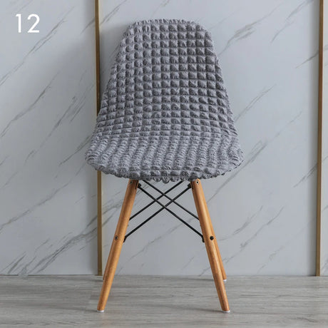 Housse de chaise scandinave gaufrée gris clair