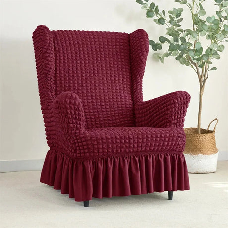 Housse pour fauteuil IKEA  Strandmon avec jupe bordeaux