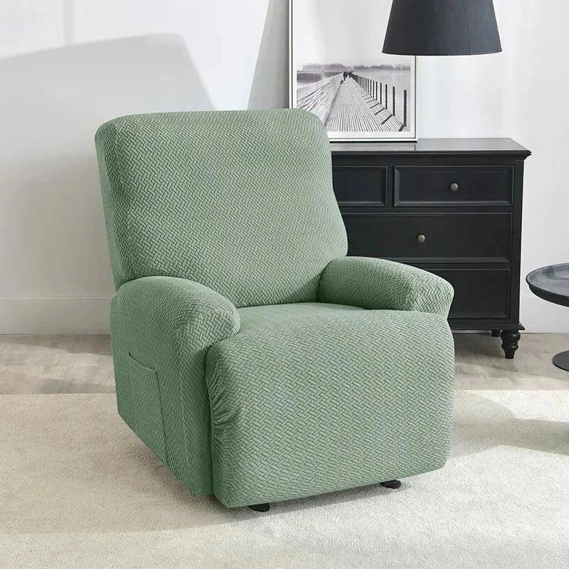 Housse fauteuil relax vert matcha velours damassé  