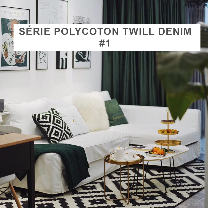 Copertina per divano angolare convertibile Ikea Friheten Polycoton Twill Denim