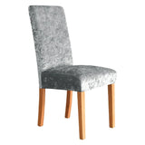 Housses de chaises extensibles velours brillant gris