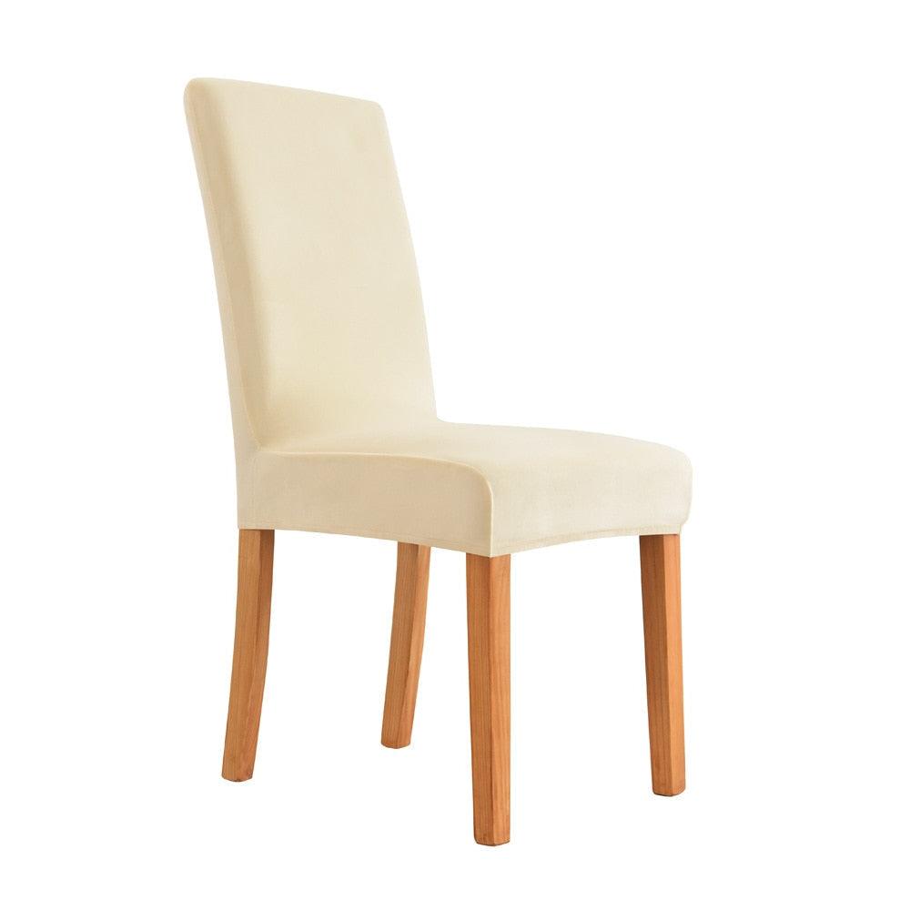 Housses de chaises extensibles pur velours beige