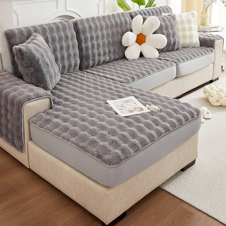 Housses de coussins de canapé d'hiver luxueuse gris