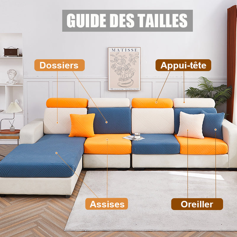 Guide des tailles housses de coussins de canapé extensible