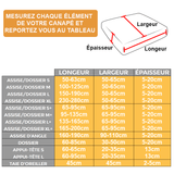 Guide des tailles Housse de coussin pour canapé