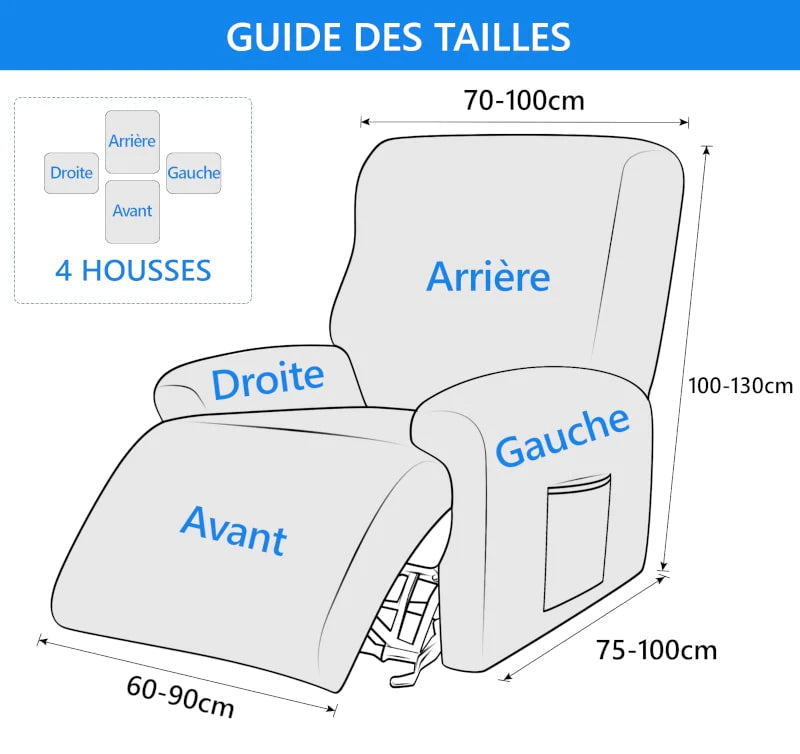 guide taille housse pour fauteuil relax releveur électrique