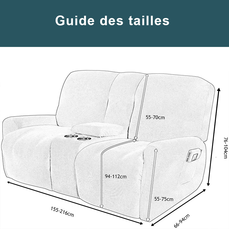 Guide des tailles housses pour canapé relax 2 places