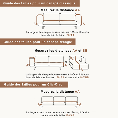 guide des tailles jeté canapé